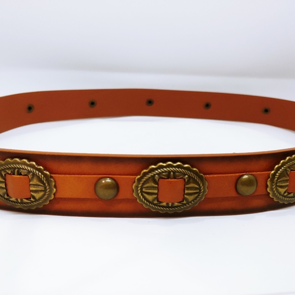 Southwestern style womens belt with solid buckle - Picture 6 of 7